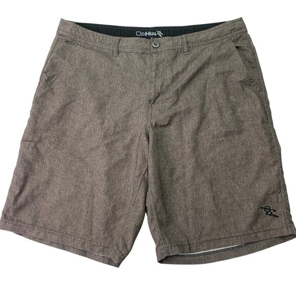 Da Hui Mens Sz 38 Brown Gray Board Short Chino Flat Front Shorts - Picture 1 of 8